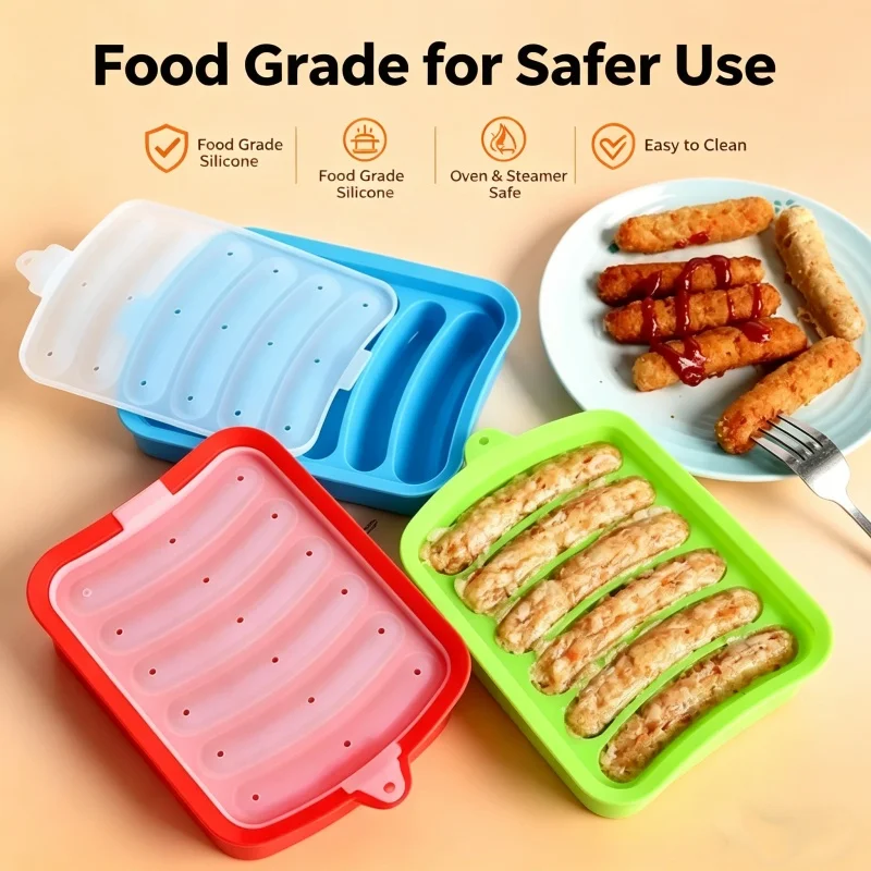 Hot Dog Press - Forma silikonowa do kiełbas z pokrywką,