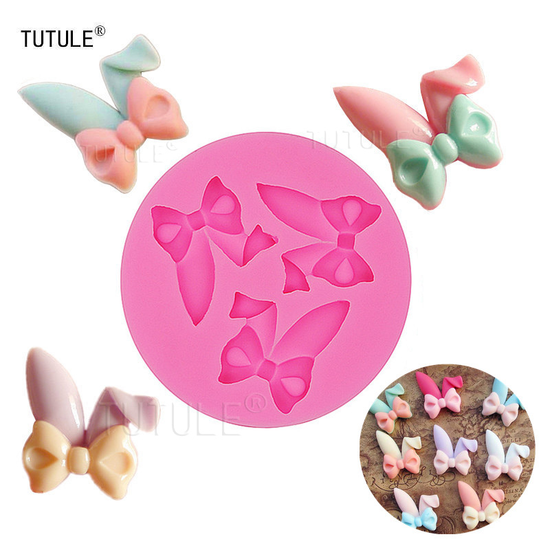 Bunny Cake Mold - Mini Uszy Królika Kokarda Biżuteria Ozdoba