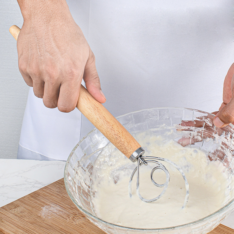 Danish Pancake Pan - 13-calowy dębowy uchwyt Mikser do mleka